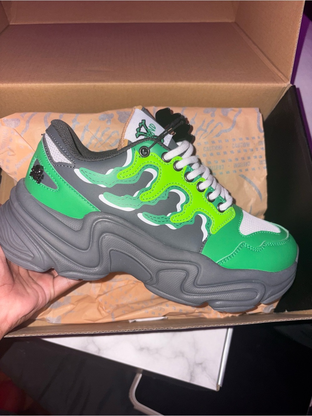 Men's Chunky Green Platform Sneakers